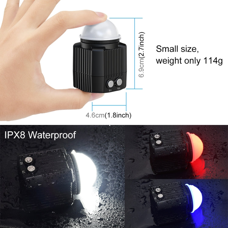 PULUZ 60m Underwater LED Photography Fill Light 7.4V/1100mAh Diving Light for GoPro, Insta360, DJI and Other Action Cameras(Black) - Waterproof Light by PULUZ | Online Shopping UK | buy2fix