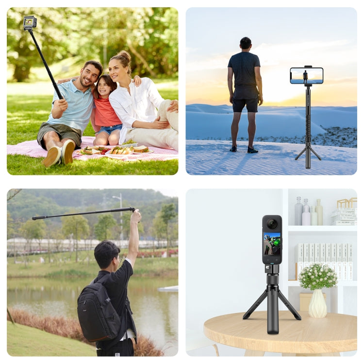 For Insta360 X3 PULUZ Rotary Handle Desktop Tripod Stand 110cm Selfie Stick Monopod (Black) - Self Monopod Grip by PULUZ | Online Shopping UK | buy2fix