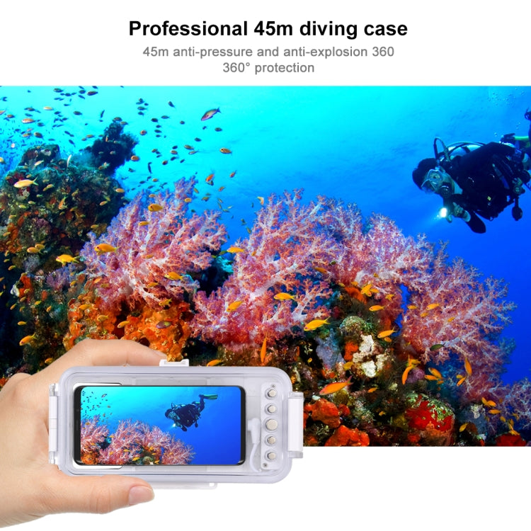 PULUZ 45m/147ft Waterproof Diving Case Photo Video Taking Underwater Housing Cover for iPhone 16 / 16 Pro / 15 / 15 Pro, Galaxy, Huawei, Xiaomi, Google Android OTG Smartphones with Type-C Port(White) - Galaxy S22+ 5G Cases by PULUZ | Online Shopping UK | buy2fix