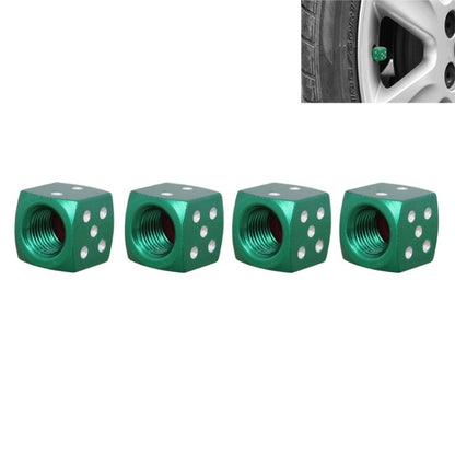 Universal 8mm Dice Style Aluminium Alloy Car Tire Valve Caps, Pack of 4(Green) - In Car by buy2fix | Online Shopping UK | buy2fix