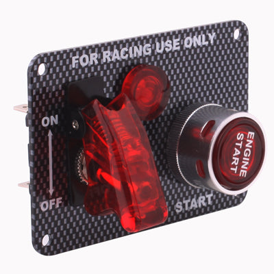 Carbon Fiber Flip-up Start Ignition Switch Panel and Accessories for Racing Sport (DC 12V) - In Car by buy2fix | Online Shopping UK | buy2fix