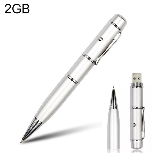 3 in 1 Laser Pen Style USB Flash Disk, Silver (2GB)(Silver) - Computer & Networking by buy2fix | Online Shopping UK | buy2fix