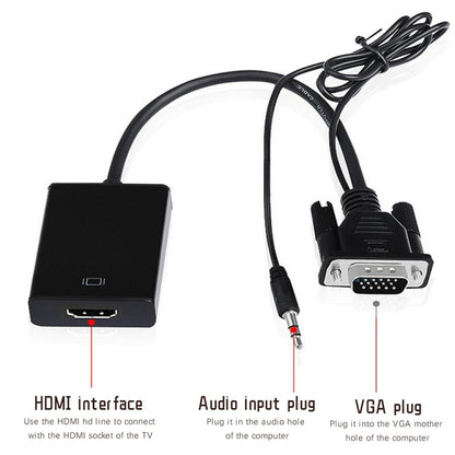 VGA + Audio to Full HD 1080P HDMI Video Converter Box Adapter for HDTV - Cable by buy2fix | Online Shopping UK | buy2fix