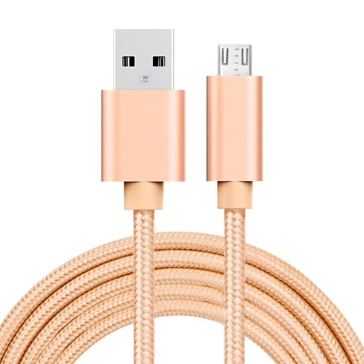 2m 3A Woven Style Metal Head Micro USB to USB Data / Charger Cable(Gold) - Micro USB Cable by buy2fix | Online Shopping UK | buy2fix