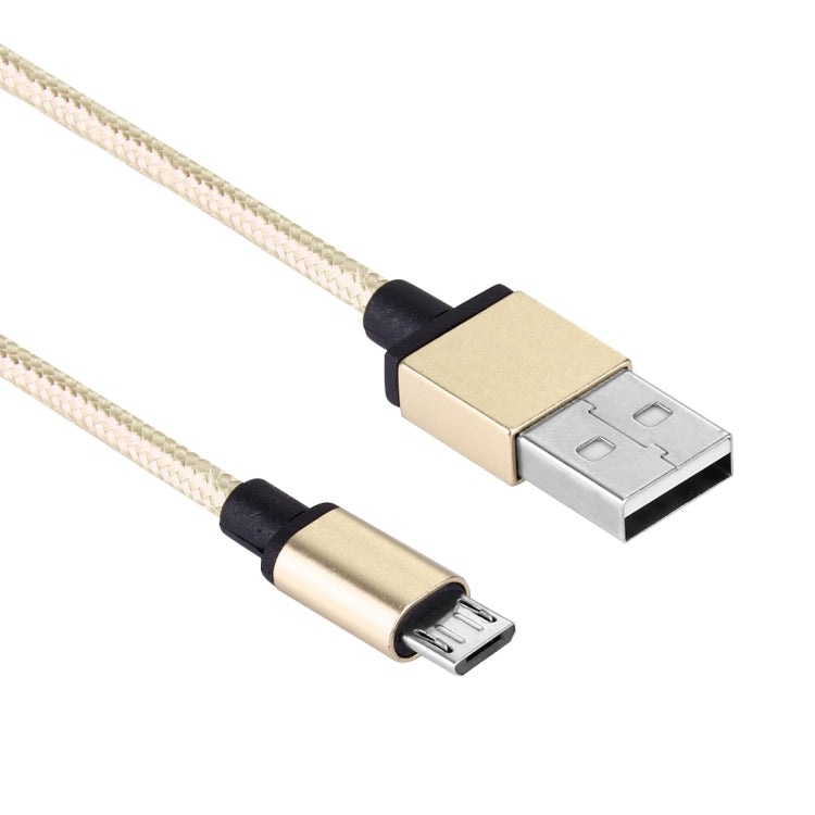 1m Woven Style Metal Head 58 Cores Micro USB to USB 2.0 Data / Charger Cable, For Samsung / Huawei / Xiaomi / Meizu / LG / HTC and Other Smartphones (Light Yellow Gold) - Micro USB Cable by buy2fix | Online Shopping UK | buy2fix