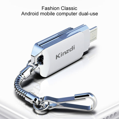 Kinzdi 32GB USB 2.0 Android Phone & Computer Dual-use Rotary Metal U Disk V8 (Silver) - USB Flash Drives by Kinzdi | Online Shopping UK | buy2fix