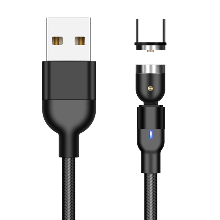 1m 2A Output USB to USB-C / Type-C Nylon Braided Rotate Magnetic Charging Cable(Black) - Mobile Accessories by buy2fix | Online Shopping UK | buy2fix