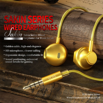 WK YC05 3.5mm Music In Ear Wired Earphone (Gold) - In Ear Wired Earphone by WK | Online Shopping UK | buy2fix