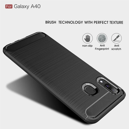 Brushed Texture Carbon Fiber TPU Case for Galaxy A40 (Black) - Galaxy Phone Cases by buy2fix | Online Shopping UK | buy2fix