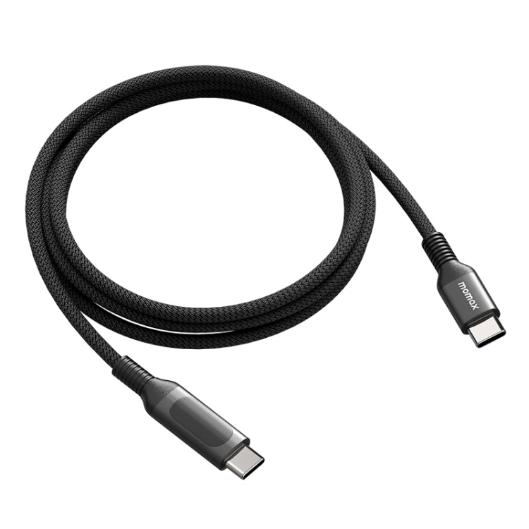 MOMAX DC22 1.2m USB-C / Type-C to USB-C / Type-C PD 100W Digital Display Braided Data Sync Charge Cable (Black) - USB-C & Type-C Cable by MOMAX | Online Shopping UK | buy2fix