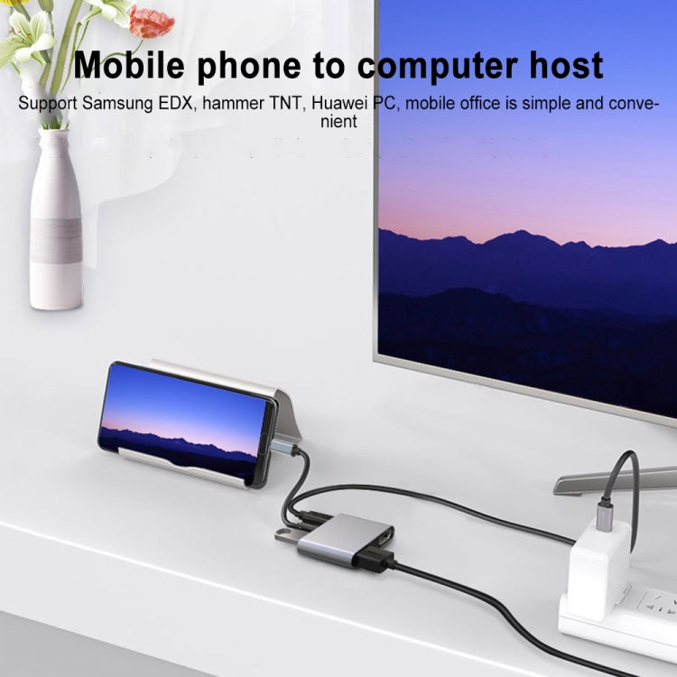 4 in 1 Multifunction USB-C / Type-C to PD USB-C / Type-C +USB 3.0+Dual HDMI HUB Docking Station (White) - Computer & Networking by buy2fix | Online Shopping UK | buy2fix