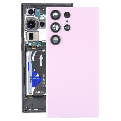 For Samsung Galaxy S23 Ultra SM-S918 Glass Battery Back Cover with Camera Lens Cover(Pink) - Repair & Spare Parts by buy2fix | Online Shopping UK | buy2fix