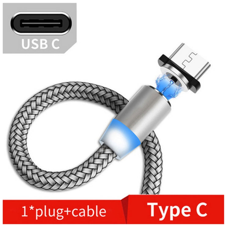 USB to USB-C / Type-C Magnetic Metal Connector Nylon Two-color Braided Magnetic Data Cable, Cable Length: 1m(Silver) - Mobile Accessories by buy2fix | Online Shopping UK | buy2fix