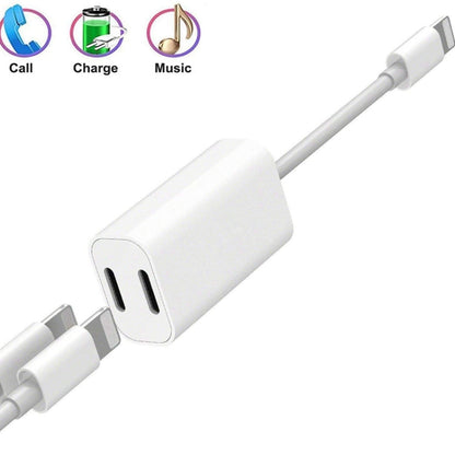 ZS-S1801 2 in 1 8 Pin Male to 8 Pin Charging + 8 Pin Audio Female Connector Earphone Adapter, Support Calls, Compatible with All IOS System - Earphone Adapter by buy2fix | Online Shopping UK | buy2fix