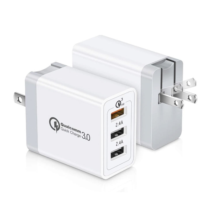 SDC-30W 30W QC 3.0 USB + 2.4A Dual USB 2.0 Ports Mobile Phone Tablet PC Universal Quick Charger Travel Charger, US Plug - Mobile Accessories by buy2fix | Online Shopping UK | buy2fix