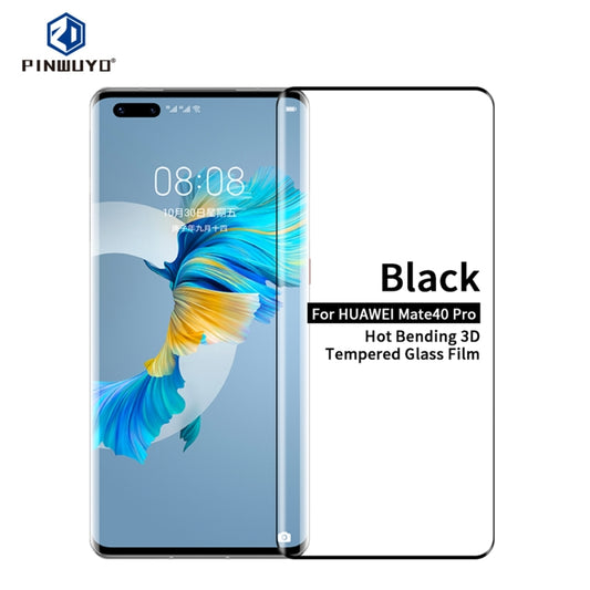 For Huawei Mate40 Pro PINWUYO 9H 3D Hot Bending Tempered Glass Film(Black) - Huawei Tempered Glass by PINWUYO | Online Shopping UK | buy2fix