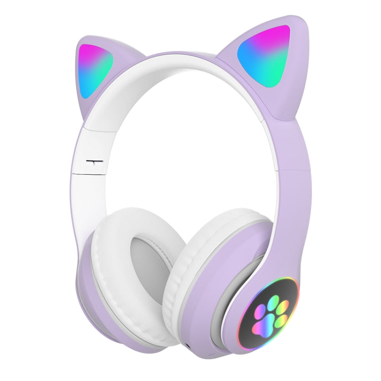 T&G TN-28 3.5mm Bluetooth 5.0 Dual Connection RGB Cat Ear Bass Stereo Noise-cancelling Headphones Support TF Card With Mic(Purple) - Headset & Headphone by T&G | Online Shopping UK | buy2fix