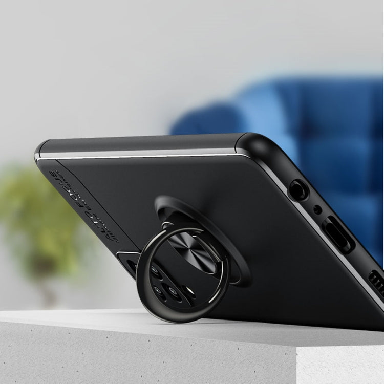 For Samsung Galaxy A12 Metal Ring Holder 360 Degree Rotating TPU Case(Black+Black) - Samsung Accessories by buy2fix | Online Shopping UK | buy2fix