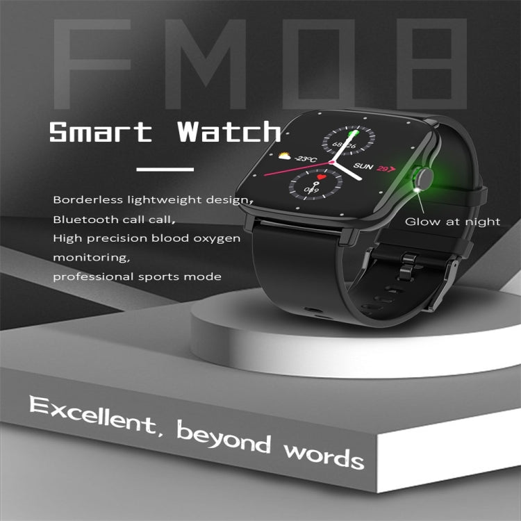 FM08 1.69 inch Color Screen Smart Watch IP67 Waterproof,Support Heart Rate Monitoring/Blood Pressure Monitoring/Blood Oxygen Monitoring/Sleep Monitoring(Gray) - Smart Wear by buy2fix | Online Shopping UK | buy2fix