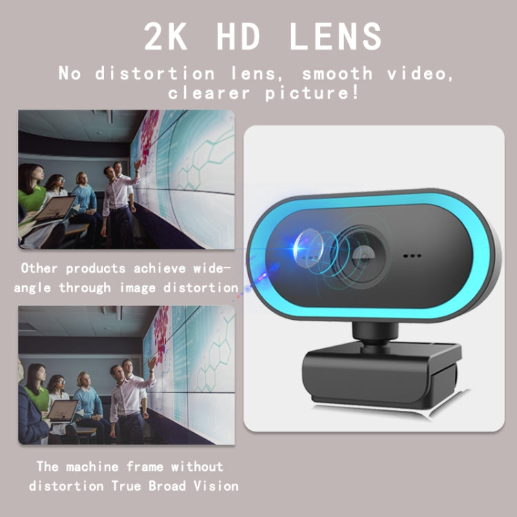 C11 2K Picture Quality HD Without Distortion 360 Degrees Rotate Built-in Microphone Sound Clear Webcams with Tripod(Blue) -  by buy2fix | Online Shopping UK | buy2fix