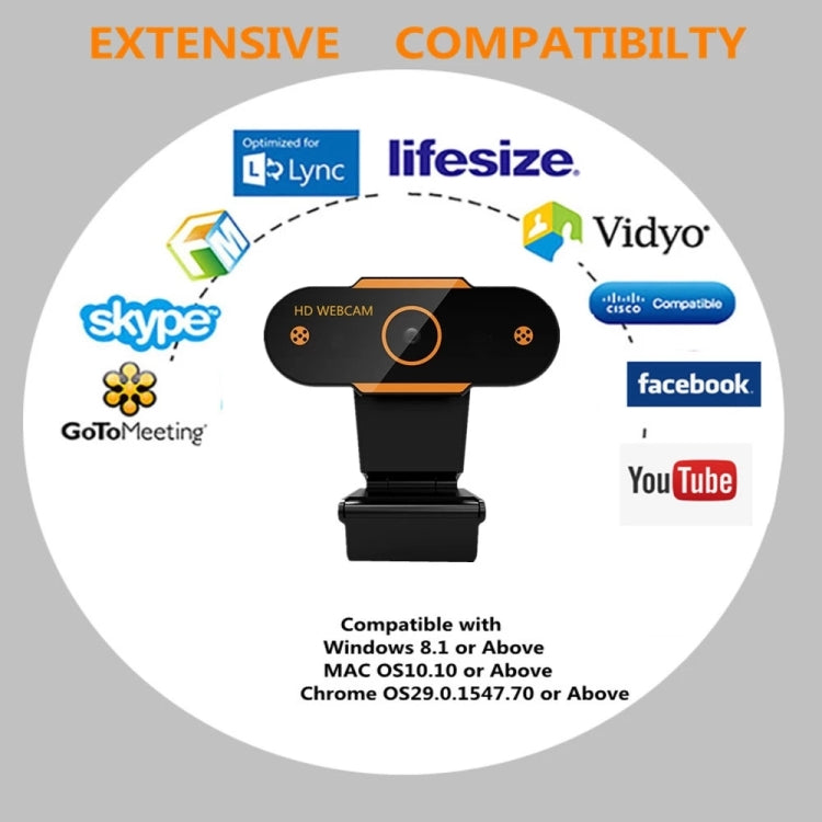 312 1080P HD USB 2.0 PC Desktop Camera Webcam with Mic, Cable Length: about 1.3m, Configuration:with Tripod - HD Camera by buy2fix | Online Shopping UK | buy2fix