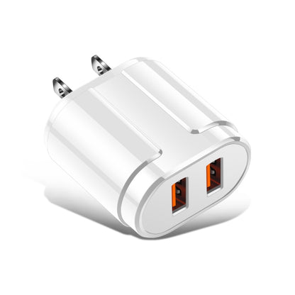 Dual USB Portable Travel Charger + 1 Meter USB to Micro USB Data Cable, US Plug(White) - Mobile Accessories by buy2fix | Online Shopping UK | buy2fix