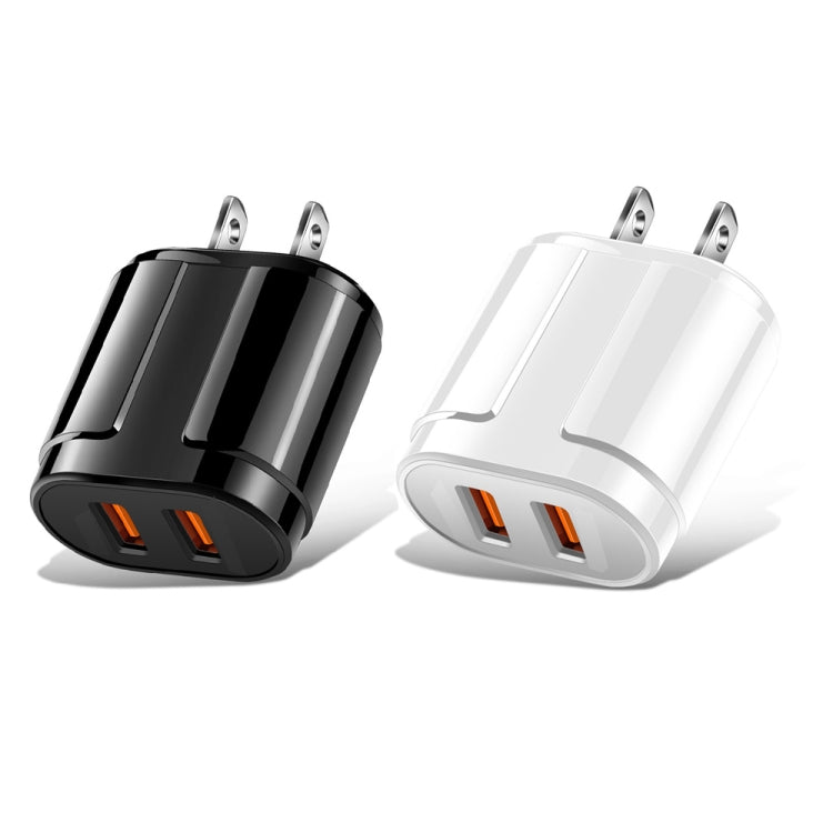 Dual USB Portable Travel Charger + 1 Meter USB to Micro USB Data Cable, US Plug(White) - Mobile Accessories by buy2fix | Online Shopping UK | buy2fix