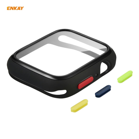 ENKAY Hat-prince Full Coverage TPU Case + Tempered Glass Protector for Apple Watch Series 6 / 5 / 4 / SE 40mm(Black) - Watch Cases by ENKAY | Online Shopping UK | buy2fix