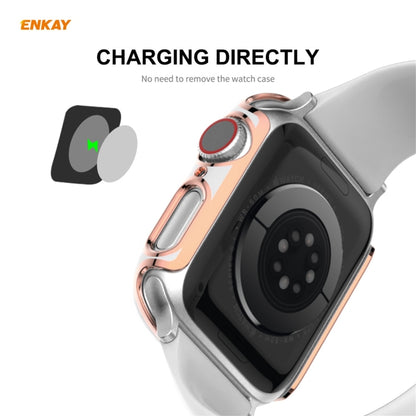 ENKAY Hat-Prince Full Coverage Electroplated PC Case + Tempered Glass Protector for Apple Watch Series 6 / 5 / 4 / SE 44mm(Black+Champagne) - Watch Cases by ENKAY | Online Shopping UK | buy2fix