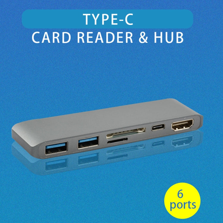 WS-15 6 in 1 Type-C to HDMI + USB 3.0 x 2 + SD + TF + PD HUB Converter - Computer & Networking by buy2fix | Online Shopping UK | buy2fix