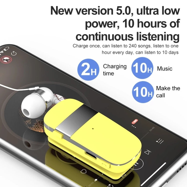 K53 Stereo Wireless Bluetooth Headset Calls Remind Vibration Wear-Clip Driver Auriculares Earphone For Phone(Yellow) - Bluetooth Earphone by buy2fix | Online Shopping UK | buy2fix