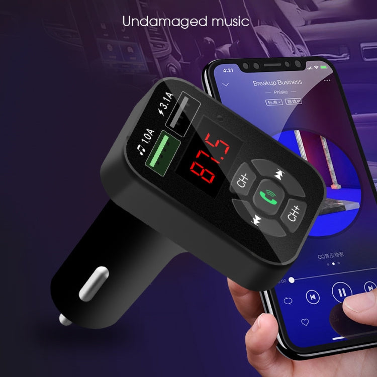 A9 Car FM Transmitter Hands-free Wireless Audio Receiver MP3 Player Dual USB Fast Charger - In Car by buy2fix | Online Shopping UK | buy2fix