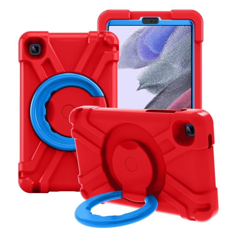 For Galaxy Tab A7 Lite T220/T225 PC + Silicone Shockproof Combination Case with 360 Degree Rotating Holder & Handle(Red+Blue) - Tab A7 Lite T220 / T225 by buy2fix | Online Shopping UK | buy2fix