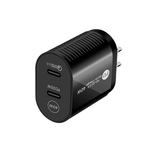 40W Dual Port PD / Type-C Fast Charger for iPhone / iPad Series, US Plug(Black) - Apple Accessories by buy2fix | Online Shopping UK | buy2fix