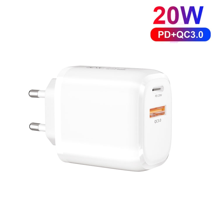 CS-20W Mini Portable PD3.0 + QC3.0 Dual Ports Fast Charger(EU Plug) - USB Charger by buy2fix | Online Shopping UK | buy2fix