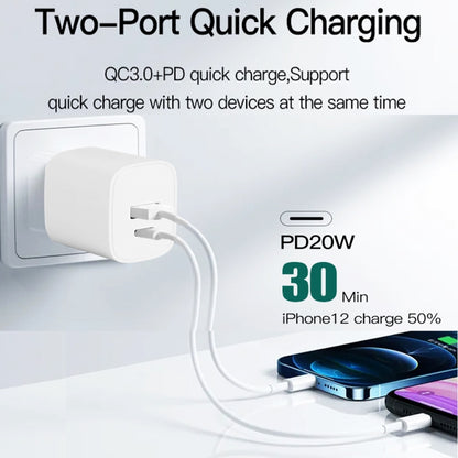 CS-20W Mini Portable PD3.0 + QC3.0 Dual Ports Fast Charger(EU Plug) - USB Charger by buy2fix | Online Shopping UK | buy2fix