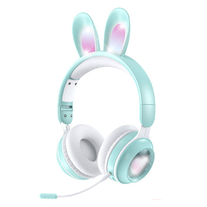 KE-01 Rabbit Ear Wireless Bluetooth 5.0 Stereo Music Foldable Headset with Mic For PC(Mint Green) - Headset & Headphone by buy2fix | Online Shopping UK | buy2fix