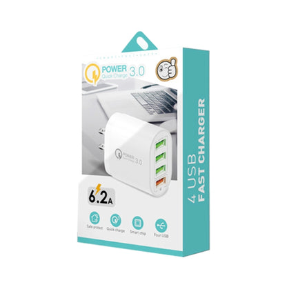QC-04 QC3.0 + 3 x USB 2.0 Multi-ports Charger for Mobile Phone Tablet, US Plug(White) - Mobile Accessories by buy2fix | Online Shopping UK | buy2fix