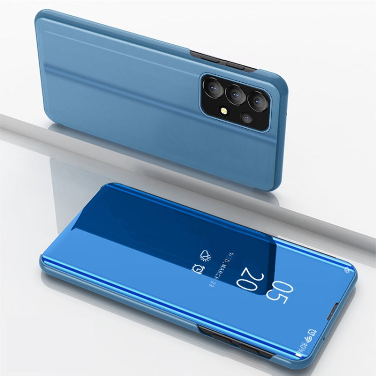 For Samsung Galaxy A33 5G Plated Mirror Flip Leather Case with Holder(Blue) - Samsung Accessories by buy2fix | Online Shopping UK | buy2fix