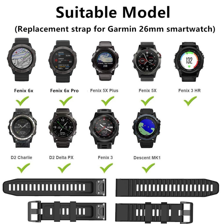 For Garmin Fenix 3 26mm Silicone Watch Band(Black) - Watch Bands by buy2fix | Online Shopping UK | buy2fix