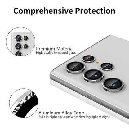 For Samsung Galaxy S22 Ultra 5G ENKAY Aluminium Alloy + Tempered Glass Camera Lens Cover(Black) - Galaxy S22 Ultra 5G Tempered Glass by ENKAY | Online Shopping UK | buy2fix