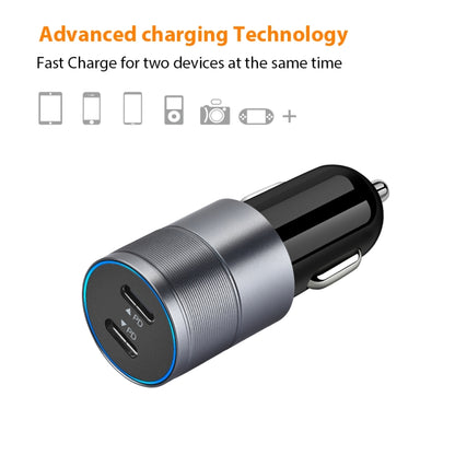 Dual PD 3.0 40W USB-C / Type-C Car Charger with 1m USB-C / Type-C to 8 Pin Data Cable(Black) - In Car by buy2fix | Online Shopping UK | buy2fix