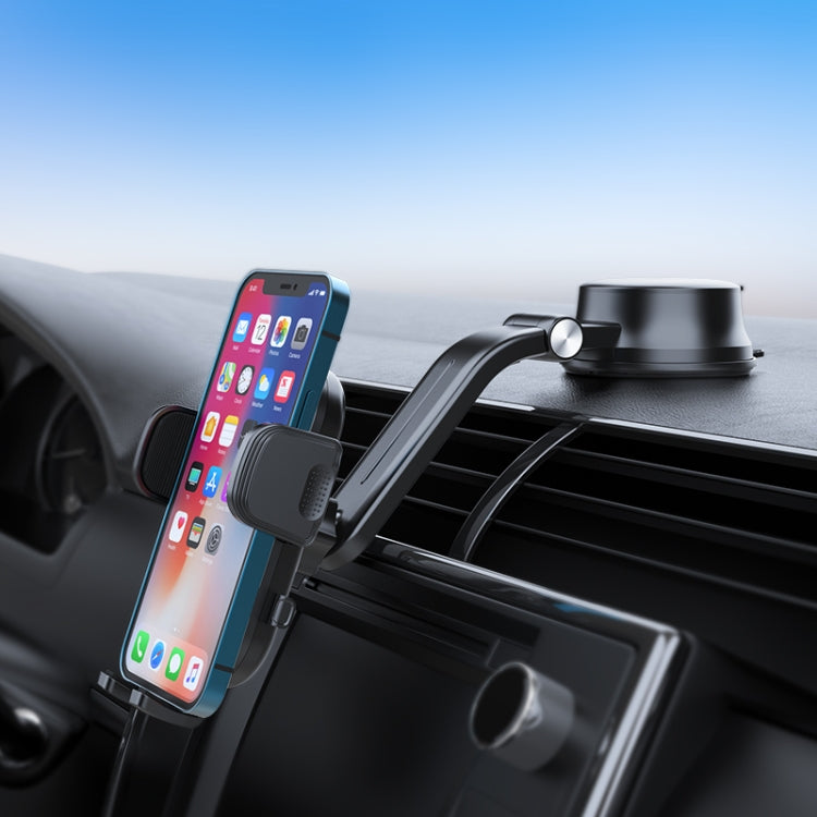 A190+X157 Car Phone Holder Dashboard Sucker Mount Stand  Retractable Clamp Arm - In Car by buy2fix | Online Shopping UK | buy2fix