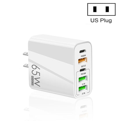 65W Dual PD Type-C + 3 x USB Multi Port Charger for Phone and Tablet PC, US Plug(White) - Apple Accessories by buy2fix | Online Shopping UK | buy2fix