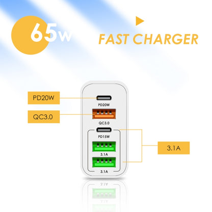 65W Dual PD Type-C + 3 x USB Multi Port Charger for Phone and Tablet PC, US Plug(White) - Apple Accessories by buy2fix | Online Shopping UK | buy2fix