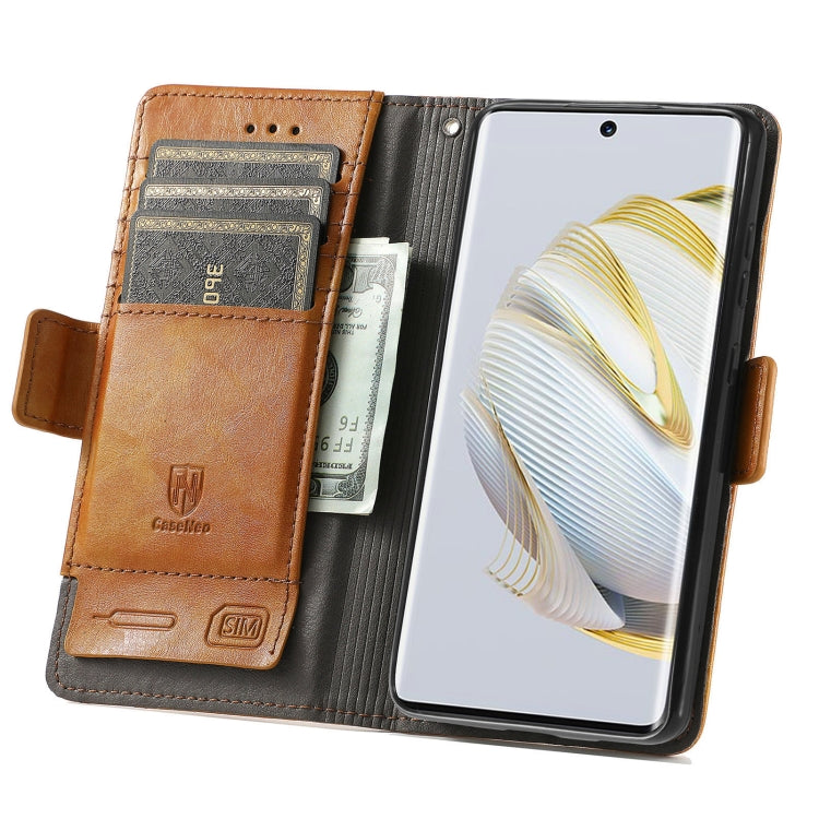 For Huawei  Nova 10 CaseNeoSplicing Dual Magnetic Buckle Leather Phone Case(Khaki) - Huawei Cases by buy2fix | Online Shopping UK | buy2fix