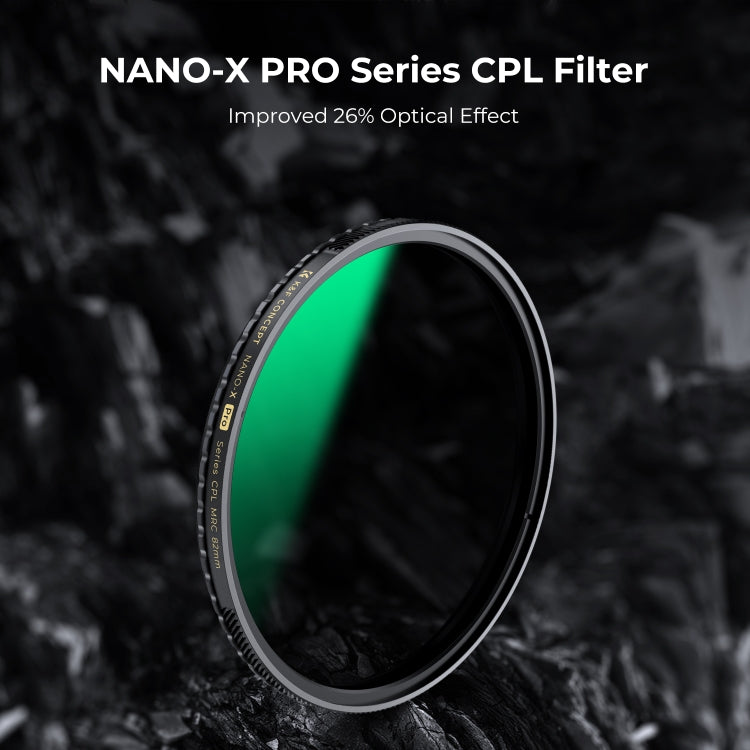 K&F CONCEPT KF01.1990 82mm Nano-X PRO Series CPL Filter HD Ultra-Thin Copper Frame 36-Layer Coating Anti-Reflection Green Film - Camera Accessories by K&F | Online Shopping UK | buy2fix