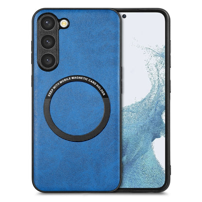 For Samsung Galaxy S23+ 5G Solid Color Leather Back Cover Magsafe Phone Case(Blue) - Galaxy S23+ 5G Cases by buy2fix | Online Shopping UK | buy2fix
