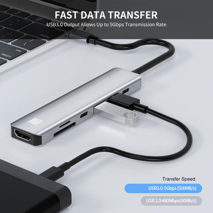 JUNSUNMAY 7 in 1 Type-C to 4K HDMI Docking Station Adapter PD Quick Charge Hub SD/TF Card Reader - Computer & Networking by JUNSUNMAY | Online Shopping UK | buy2fix