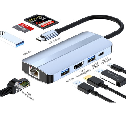 JUNSUNMAY 8 in 1 Type-C to 4K HDMI + RJ45 Ethernet Hub Docking Station Adapter - USB HUB by JUNSUNMAY | Online Shopping UK | buy2fix